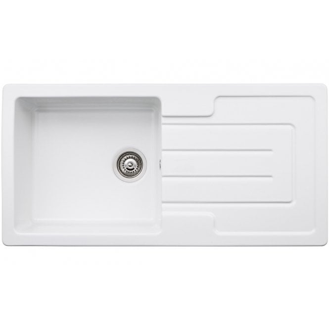 Abode  Acton 1 Bowl and Drainer Ceramic Inset Sink - White