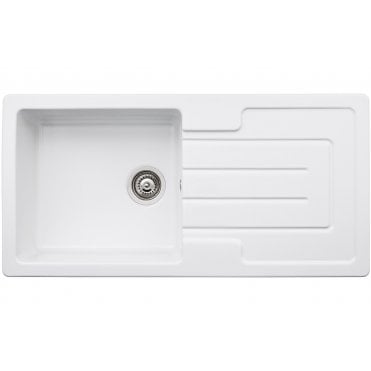 Abode Acton 1 Bowl and Drainer Ceramic Inset Sink - White