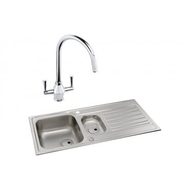 Abode Connekt 1.5 Bowl Inset Stainless Steel Sink and Astral