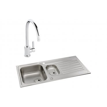 Abode Connekt 1.5 Bowl Inset Stainless Steel Sink and Atlas
