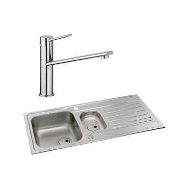 Abode Connekt 1.5 Bowl Inset Stainless Steel Sink and Specto Tap Pack