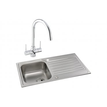 Abode Connekt 1 Bowl Inset Stainless Steel Sink and Nexa Tap Pack
