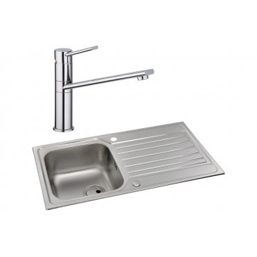 Abode Connekt 1 Bowl Inset Stainless Steel Sink and Specto Tap Pack