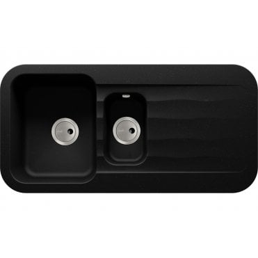 Abode Dune 1.5 Bowl and Drainer Granite Inset Sink - Black