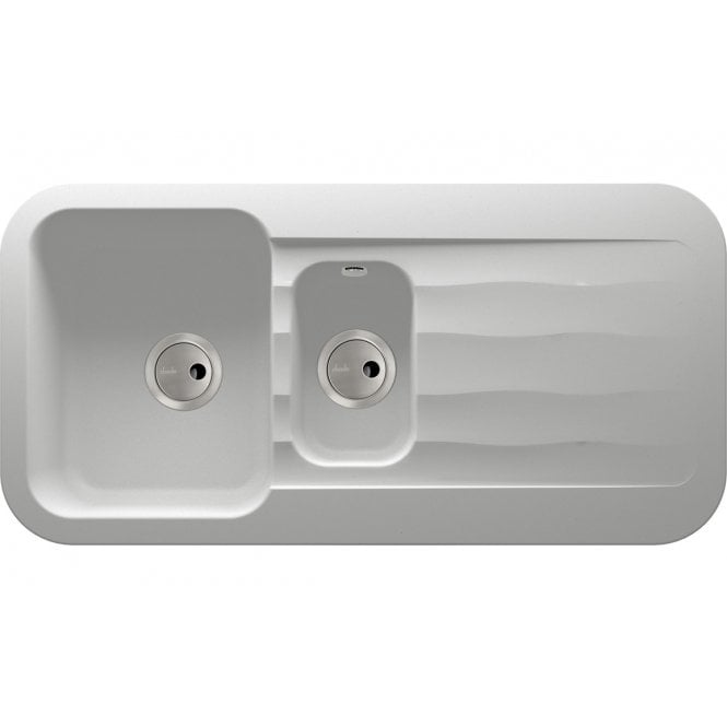 Abode  Dune 1.5 Bowl and Drainer Granite Inset Sink - Frost White