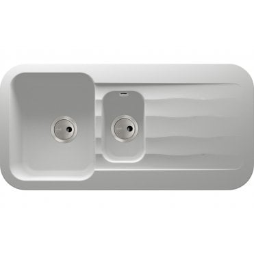 Abode Dune 1.5 Bowl and Drainer Granite Inset Sink - Frost White