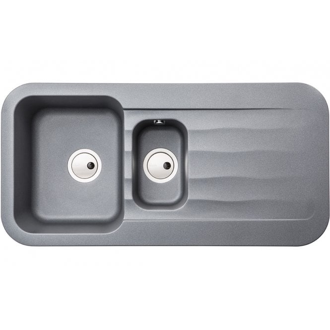Abode  Dune 1.5 Bowl and Drainer Granite Inset Sink - Grey Metallic