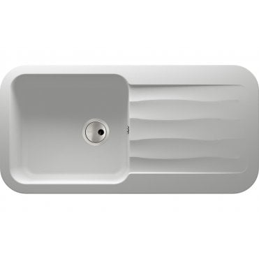 Abode Dune 1 Bowl and Drainer Granite Inset Sink - Frost White