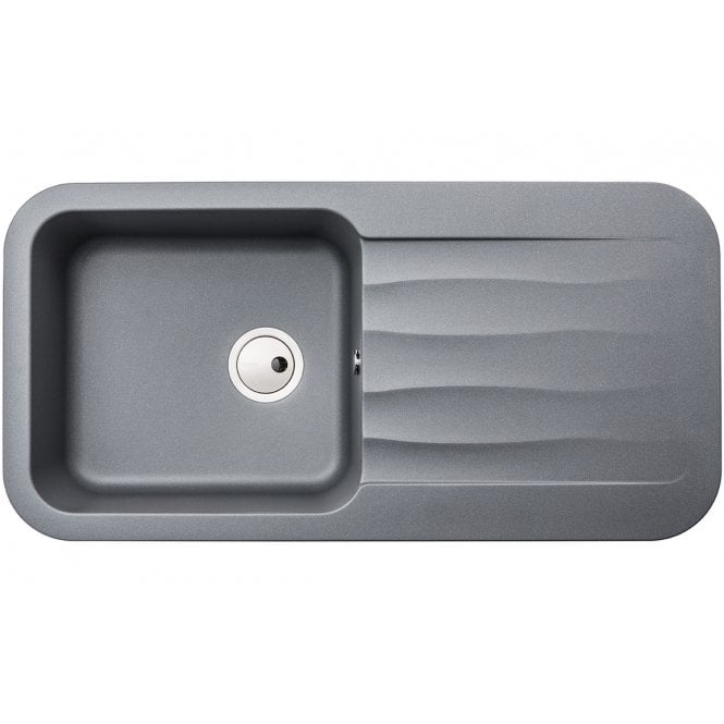 Abode  Dune 1 Bowl and Drainer Granite Inset Sink - Grey Metallic