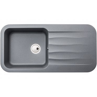 Abode Dune 1 Bowl and Drainer Granite Inset Sink - Grey Metallic