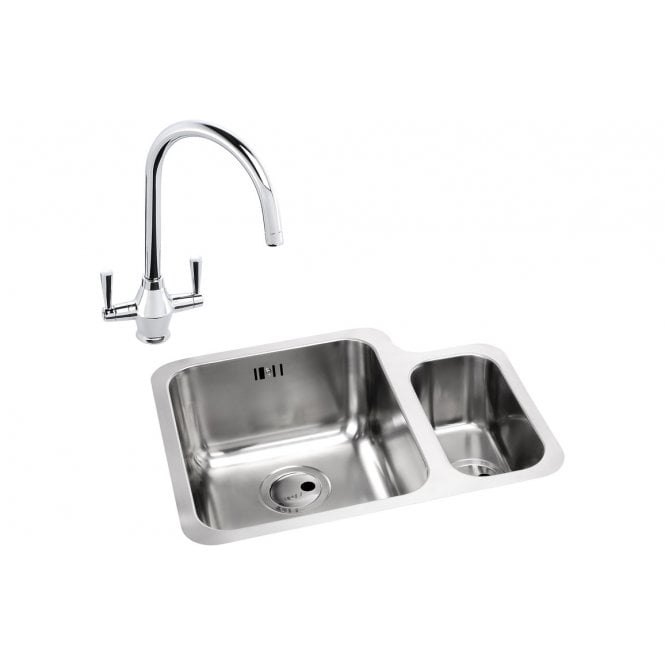 Abode  Matrix 1.5 Bowl Left Hand Main Bowl Undermount Stainless Steel Sink and Astral Tap Pack