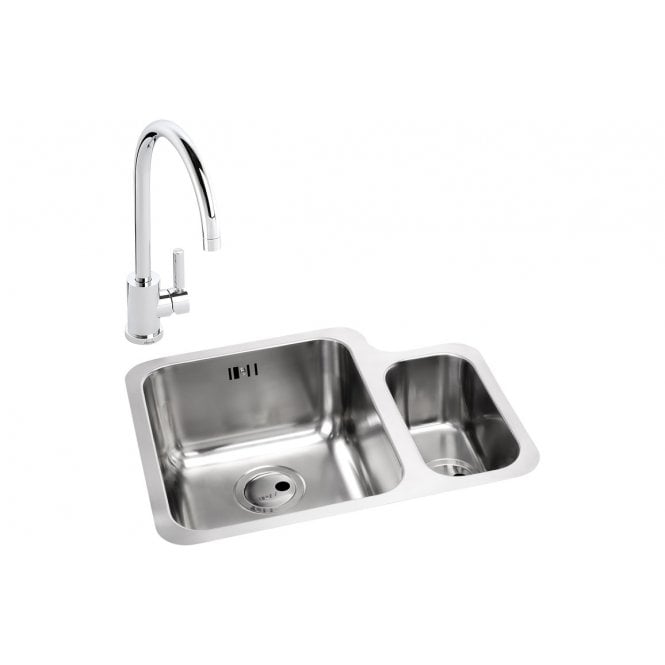 Abode  Matrix 1.5 Bowl Left Hand Main Bowl Undermount Stainless Steel Sink and Atlas Tap Pack