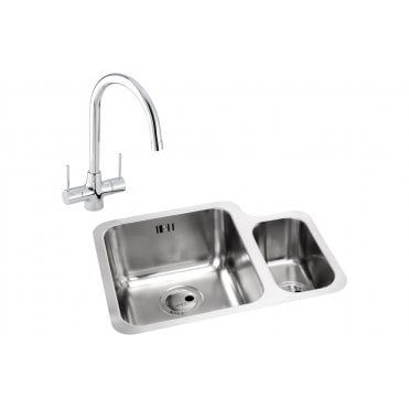 Abode Matrix 1.5 Bowl Left Hand Main Bowl Undermount Stainless Steel Sink and Nexa Tap Pack