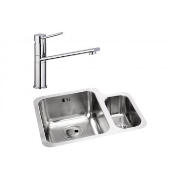 Abode Matrix 1.5 Bowl Left Hand Main Bowl Undermount Stainless Steel Sink and Specto Tap Pack