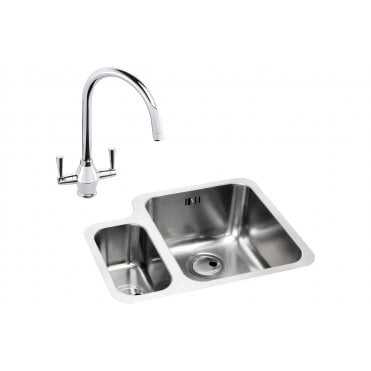Abode Matrix 1.5 Bowl Right Hand Main Bowl Undermount Stainless Steel Sink and Astral Tap Pack