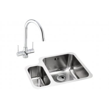 Abode Matrix 1.5 Bowl Right Hand Main Bowl Undermount Stainless Steel Sink and Nexa Tap Pack