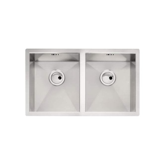 Abode  Matrix R0 2 Bowl Undermount Sink - Brushed Steel