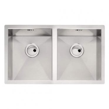 Abode Matrix R0 2 Bowl Undermount Sink - Brushed Steel