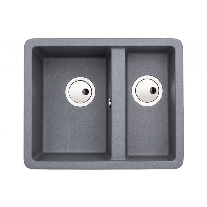 Abode  Matrix Sq GR15 1.5 Bowl Granite Inset/Undermount Sink - Grey Metallic