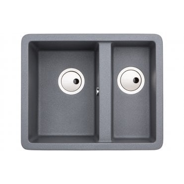 Abode Matrix Sq GR15 1.5 Bowl Granite Inset/Undermount Sink - Grey Metallic