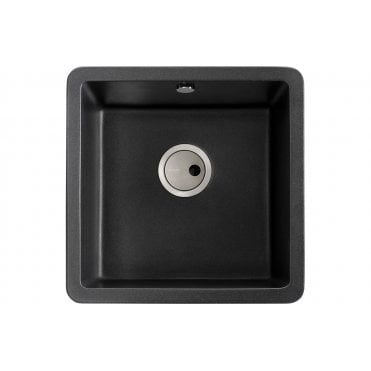 Abode Matrix Sq GR15 1 Bowl Granite Inset/Undermount Sink - Black Metallic
