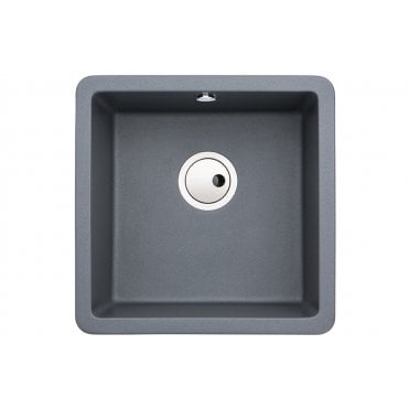 Abode Matrix Sq GR15 1 Bowl Granite Inset/Undermount Sink - Grey Metallic