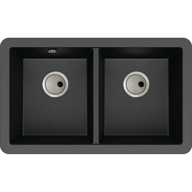 Abode  Matrix Sq GR15 2 Bowl Granite Undermount Sink - Black Metallic