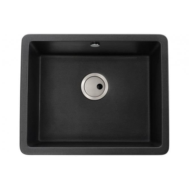 Abode  Matrix Sq GR15 Large 1 Bowl Granite Inset/Undermount Sink - Black Metallic