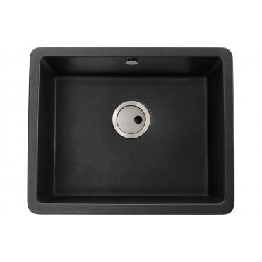 Abode Matrix Sq GR15 Large 1 Bowl Granite Inset/Undermount Sink - Black Metallic