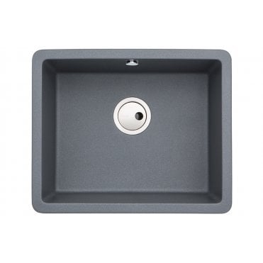 Abode Matrix Sq GR15 Large 1 Bowl Granite Inset/Undermount Sink - Grey Metallic