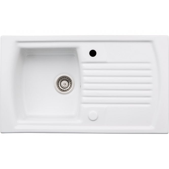Abode  Milford 1 Bowl and Drainer Ceramic Inset Sink - White