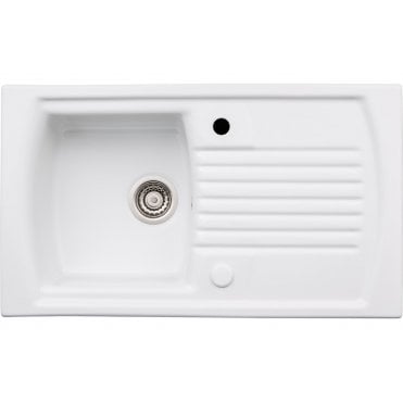 Abode Milford 1 Bowl and Drainer Ceramic Inset Sink - White