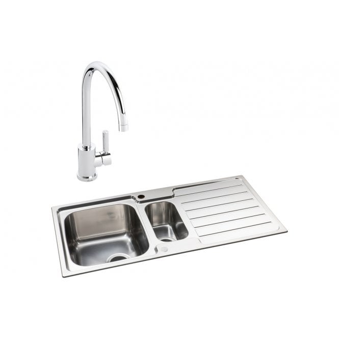 Abode  Neron 1.5 Bowl Inset Stainless Steel Sink and Atlas Tap Pack