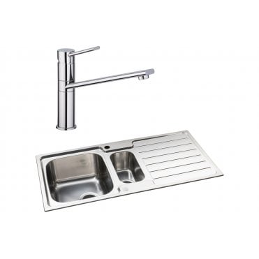 Abode Neron 1.5 Bowl Inset Stainless Steel Sink and Specto Tap Pack