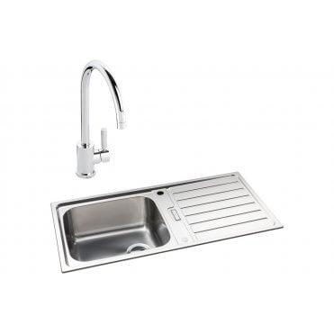 Abode Neron 1 Bowl Inset Stainless Steel Sink and Atlas Tap Pack