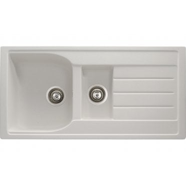 Abode Oriel 1.5 Bowl and Drainer Granite Inset Sink - Frost White