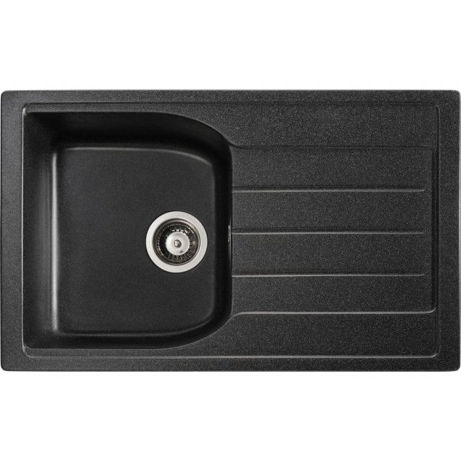 Abode  Oriel 1 Bowl and Drainer Granite Inset Sink - Black Granite