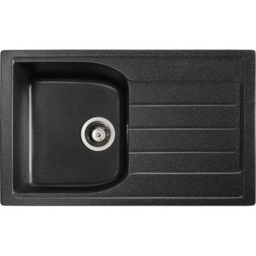 Abode Oriel 1 Bowl and Drainer Granite Inset Sink - Black Granite