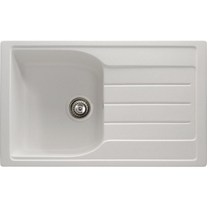 Abode  Oriel 1 Bowl and Drainer Granite Inset Sink - Frost White