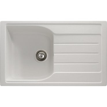 Abode Oriel 1 Bowl and Drainer Granite Inset Sink - Frost White