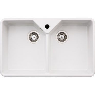 Abode Provincial Large 2 Bowl Undermount Sink - White