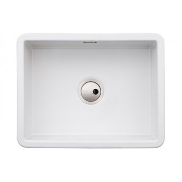 Abode Sandon Large 1 Bowl Ceramic Undermount/Inset Sink - White