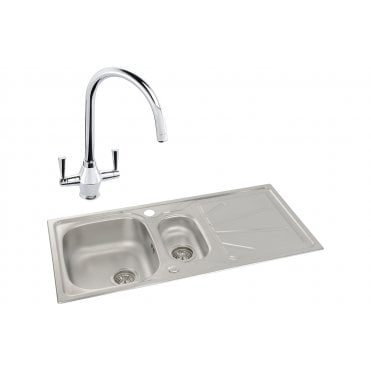 Abode Trydent 1.5 Bowl Inset Stainless Steel Sink and Astral Tap Pack