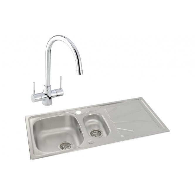 Abode  Trydent 1.5 Bowl Inset Stainless Steel Sink and Nexa Tap Pack