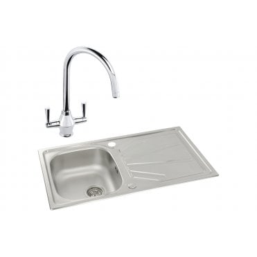 Abode Trydent 1 Bowl Inset Stainless Steel Sink and Astral Tap Pack