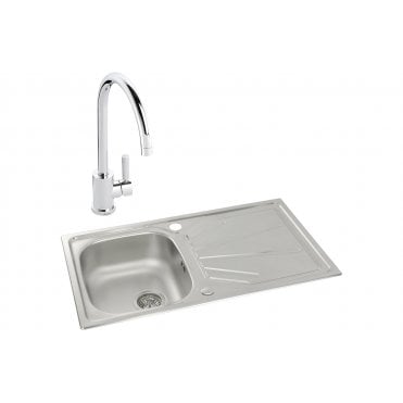 Abode Trydent 1 Bowl Inset Stainless Steel Sink and Atlas Tap Pack
