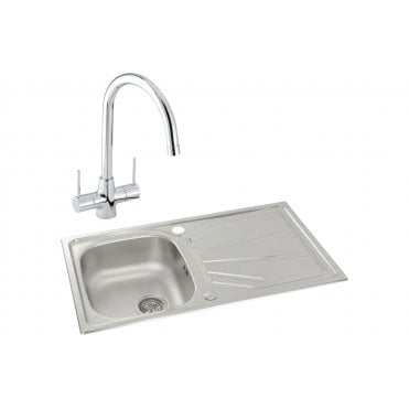 Abode Trydent 1 Bowl Inset Stainless Steel Sink and Nexa Tap Pack