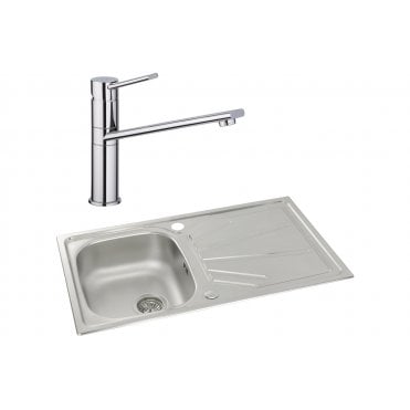 Abode Trydent 1 Bowl Inset Stainless Steel Sink and Specto Tap Pack