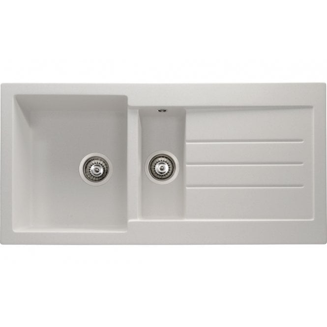 Abode  Xcite 1.5 Bowl and Drainer Granite Inset Sink - Frost White