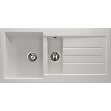 Abode Xcite 1.5 Bowl and Drainer Granite Inset Sink - Frost White